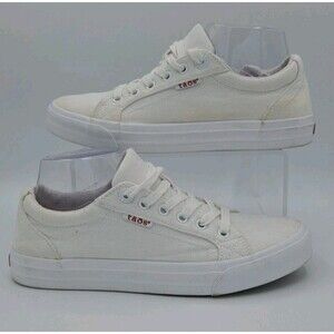 Taos Plim Soul Womens Sz 8.5M Shoes White Canvas Lace Up Low Top Comfort Sneaker